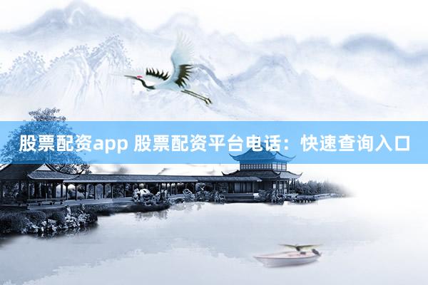 股票配资app 股票配资平台电话：快速查询入口
