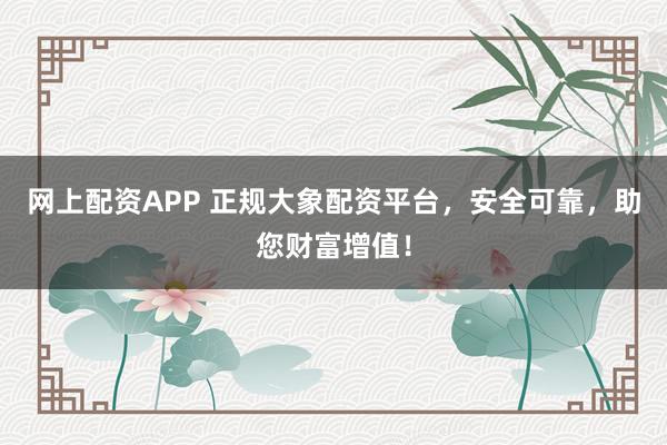 网上配资APP 正规大象配资平台，安全可靠，助您财富增值！