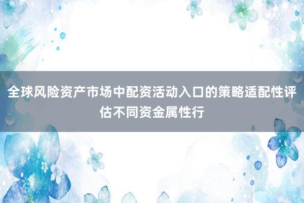全球风险资产市场中配资活动入口的策略适配性评估不同资金属性行