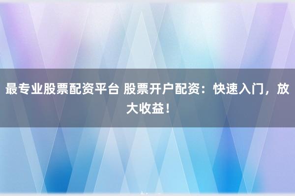 最专业股票配资平台 股票开户配资：快速入门，放大收益！
